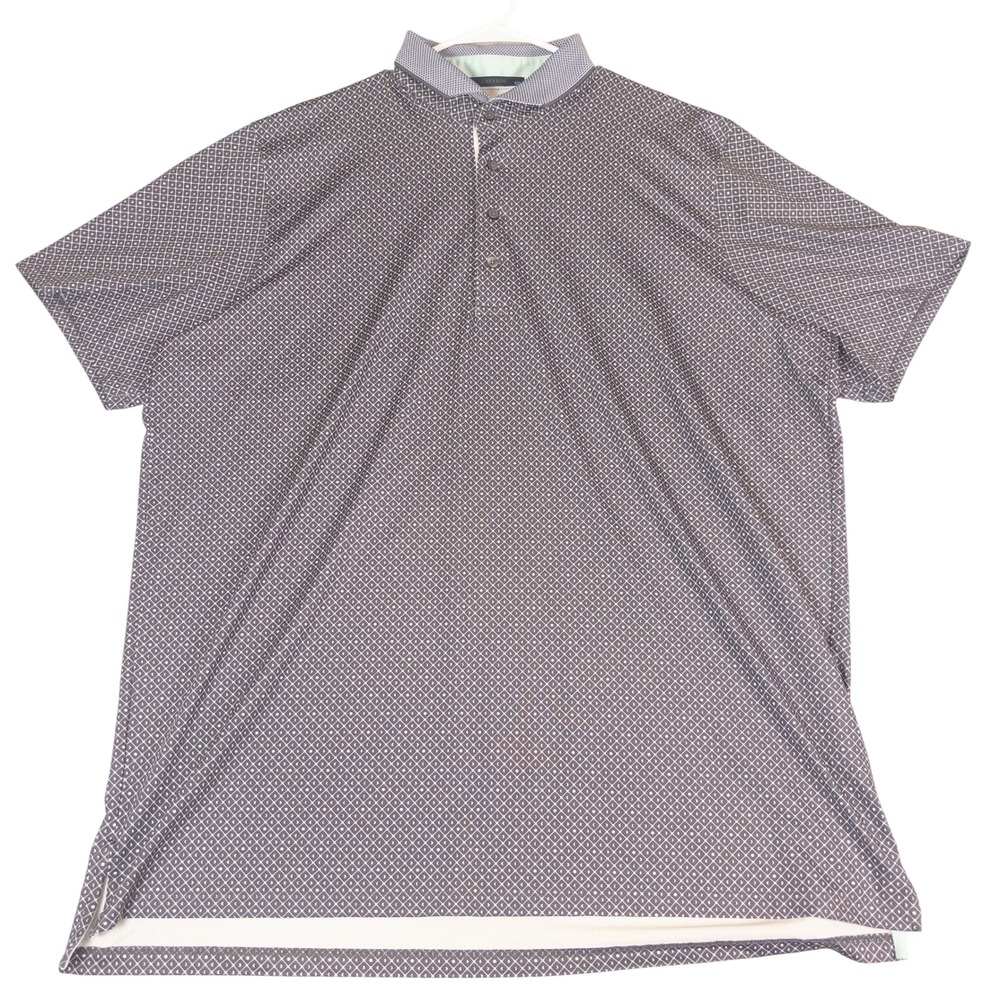 Greyson Mens XXL Grey Geometric Moon Print Short Sleeve Golf Polo Shirt
